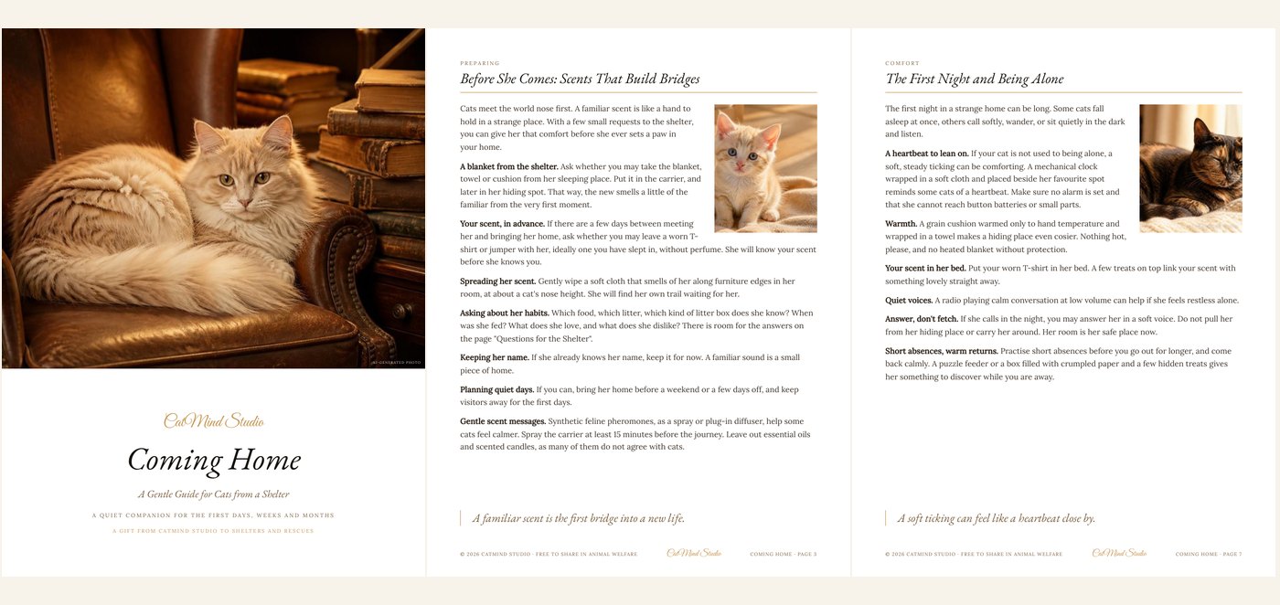 Three pages from the booklet Coming Home